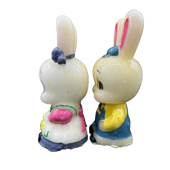 Vintage Easter Bunny Rabbit Candle Lot 10" Tapers 6.25" figural - Picture 9 of 10
